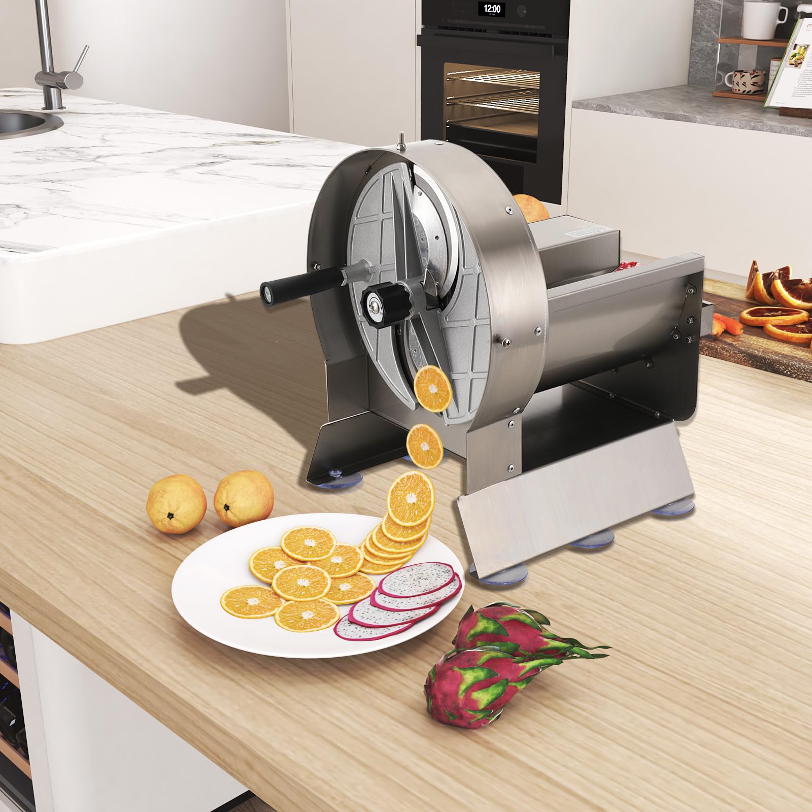 Cozyel Commercial Vegetable Slicer - 0-10mm Adjustable Thickness for Onion, Potato Chips, Sweet Potato, Tomato - Electric Manual Cabbage Shredder Machine for Fruits and Vegetables, Stainless Steel