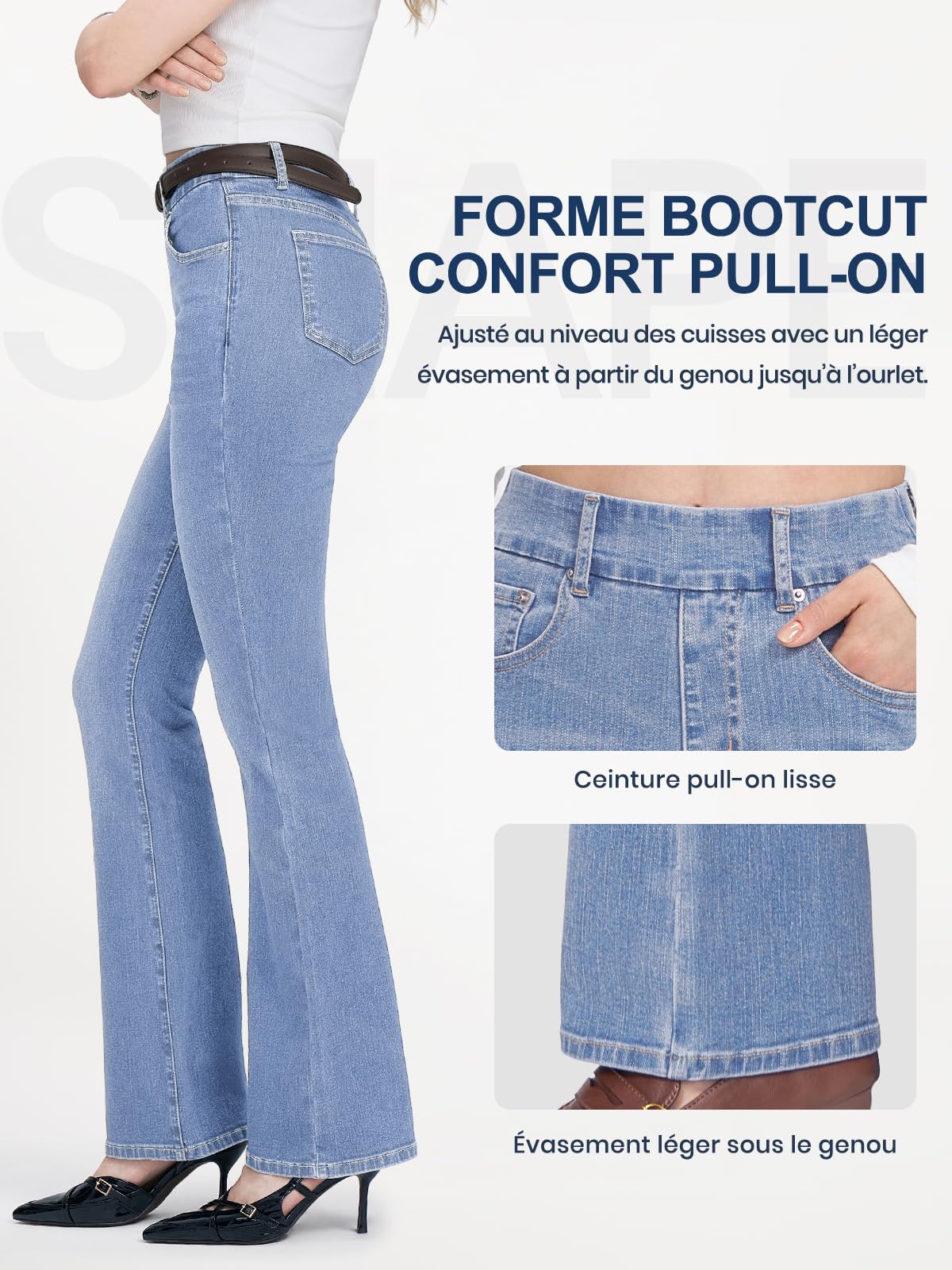 Jean Femme,Taille Haute Slim Bootcut Pantalon