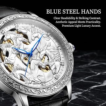 Men Skeleton Watch Automatic Mechanical Self Winding Watch Sapphire Crystal Luxurious Dress Tungsten Steel Leather Strap Waterproof Luminous Vintage Analog Wrist Watches
