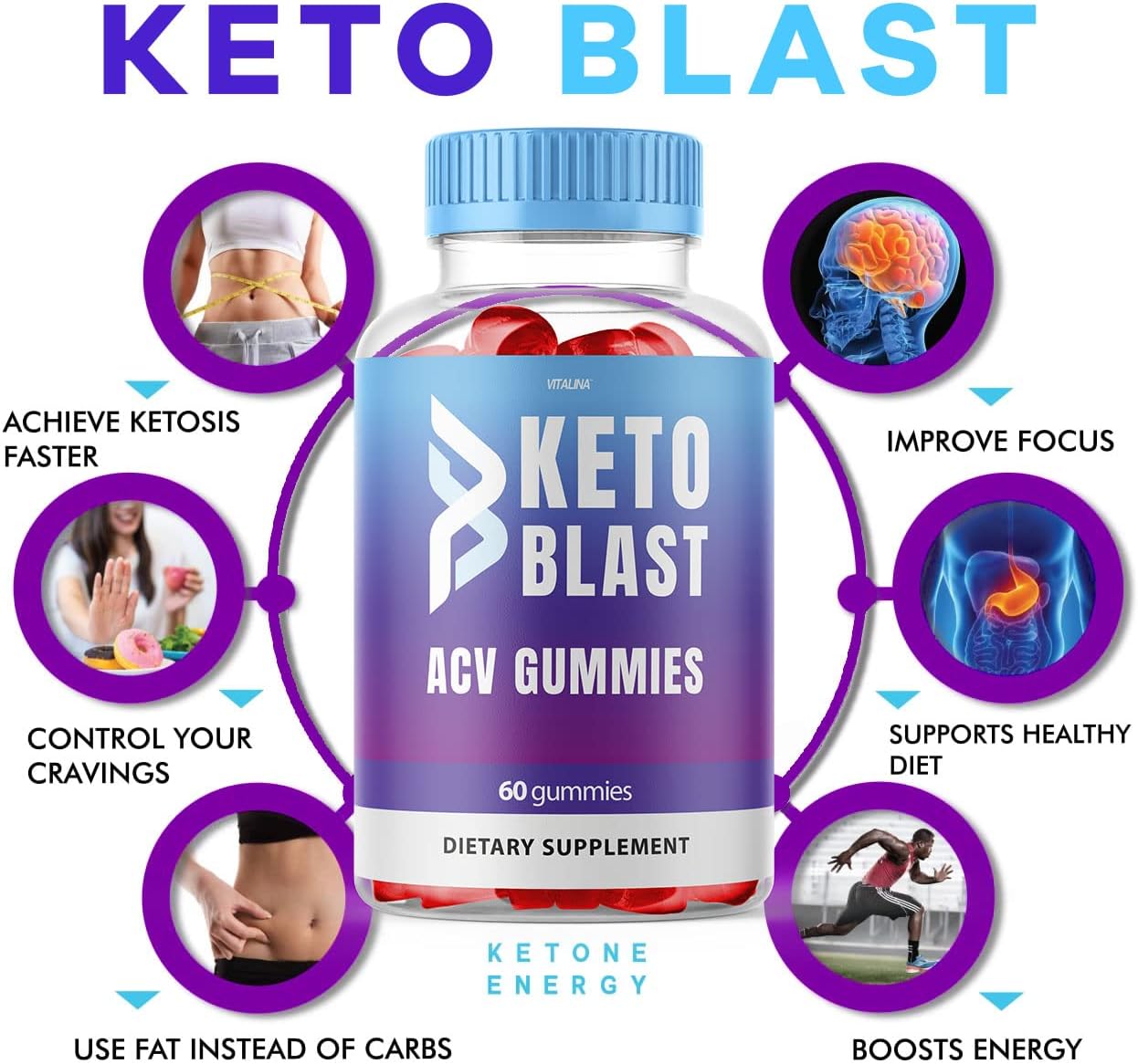(2 Pack) Keto Blast Gummies, KetoBlast ACV Gummies Original Advanced and Improved Formula, Blasts Bears Gummys, Reviews, Gummy, 2 Month Supply
