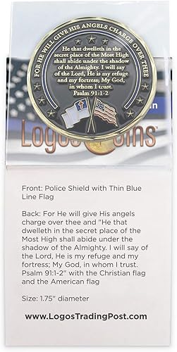 Miniatura 5 de Moneda de policía policial, moneda de desafío de línea azul fina, ficha de bolsillo de apreciación y protección. Moneda de desafío chapada en oro