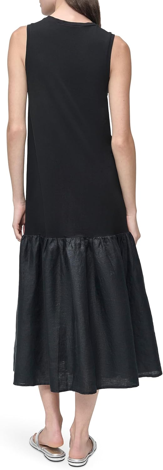 DKNY Womens Lightweight Cotton Stretch Linen Dress - Image 4
