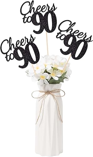Miniatura 35 de Gexolenu Cheers to 21, paquete de 10 piezas de centros de mesa de cumpleaños número 21 con purpurina negra de doble cara para mesas, palitos