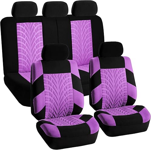 FH Group - Juego completo de fundas de asiento de automóvil de tela de alta calidad, para asientos con respaldo bajo con reposacabezas extraíble,