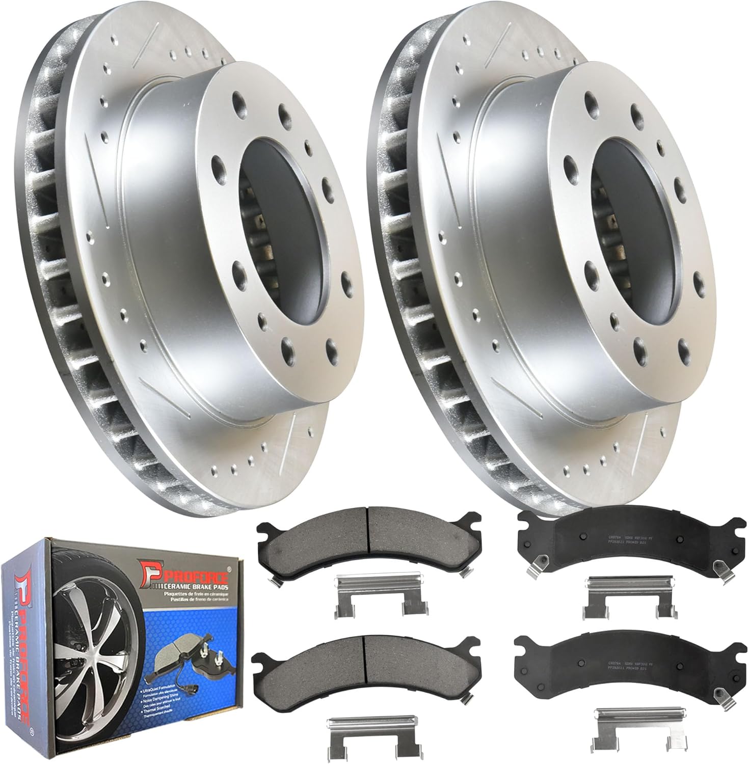 Stirling [FRONT] Drilled Brake Rotors And Ceramic Pads Kit