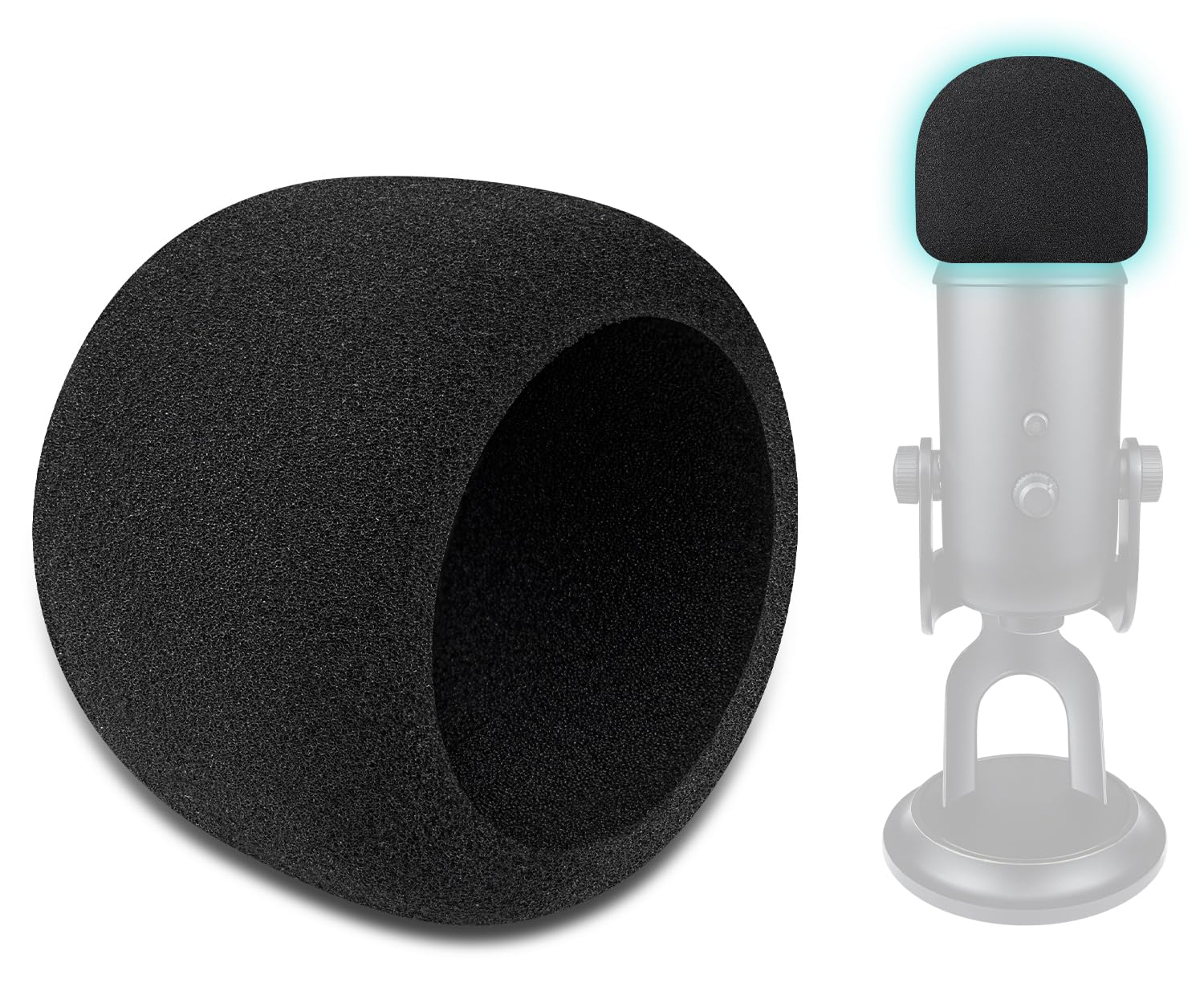 SOULWIT 2Pcs Microphones Pop Filter for Logitech Creators Blue Yeti/Yeti Pro USB, Protective Mic Cover Windscreen Foam - Black