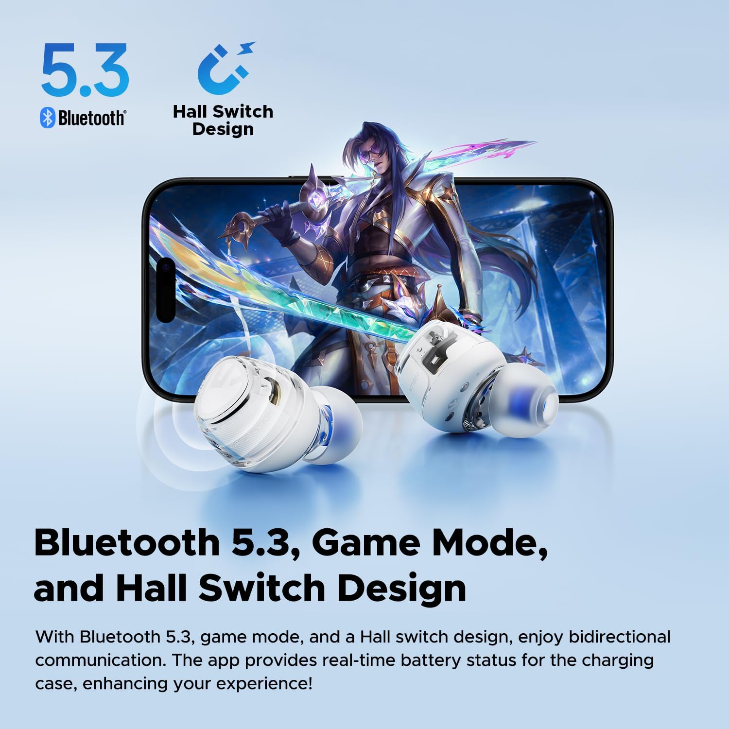 SoundPEATS Clear Dot Earbuds with Bluetooth 5.3 and Game Mode