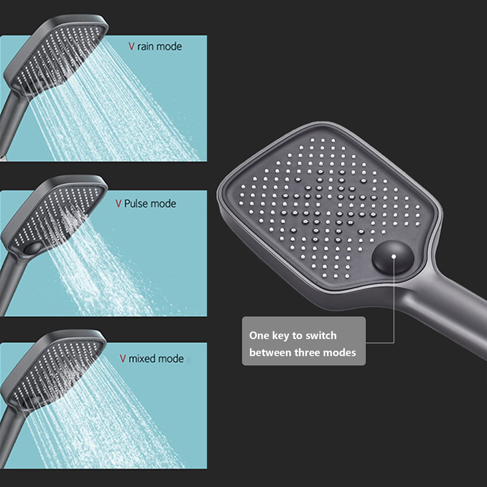 Rubinetto Doccia da Esterno con Display Digitale termostatico, Sistema di Montaggio a Parete con beccuccio per Vasca, soffione, doccetta a 3 modalità e Bidet (Grigio)