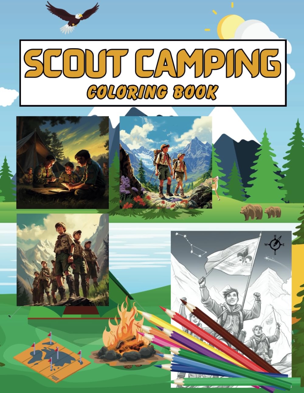 SCOUT CAMPING COLORING BOOK: SCOUT OUTDOOR ACTIVITY COLORING BOOK