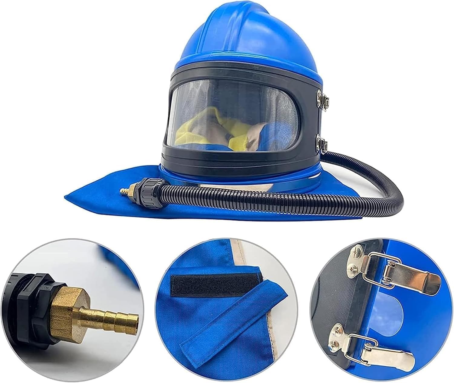 Kask Do Piaskowania Bezpieczny Kask Do Piaskowania Z Pompą Powietrza Z Ochraniaczem Na Ramię Osłona Kaptura Do Piaskowania Wyposażony W Termostat Do Piaskowania