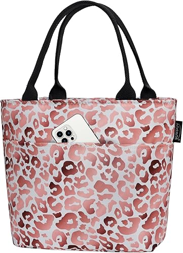 Miniatura 1 de Aosbos Lonchera de leopardo para mujer, lonchera para adultos, lonchera con aislamiento, lonchera portátil, bolsa enfriadora, lonchera bento, bolsa