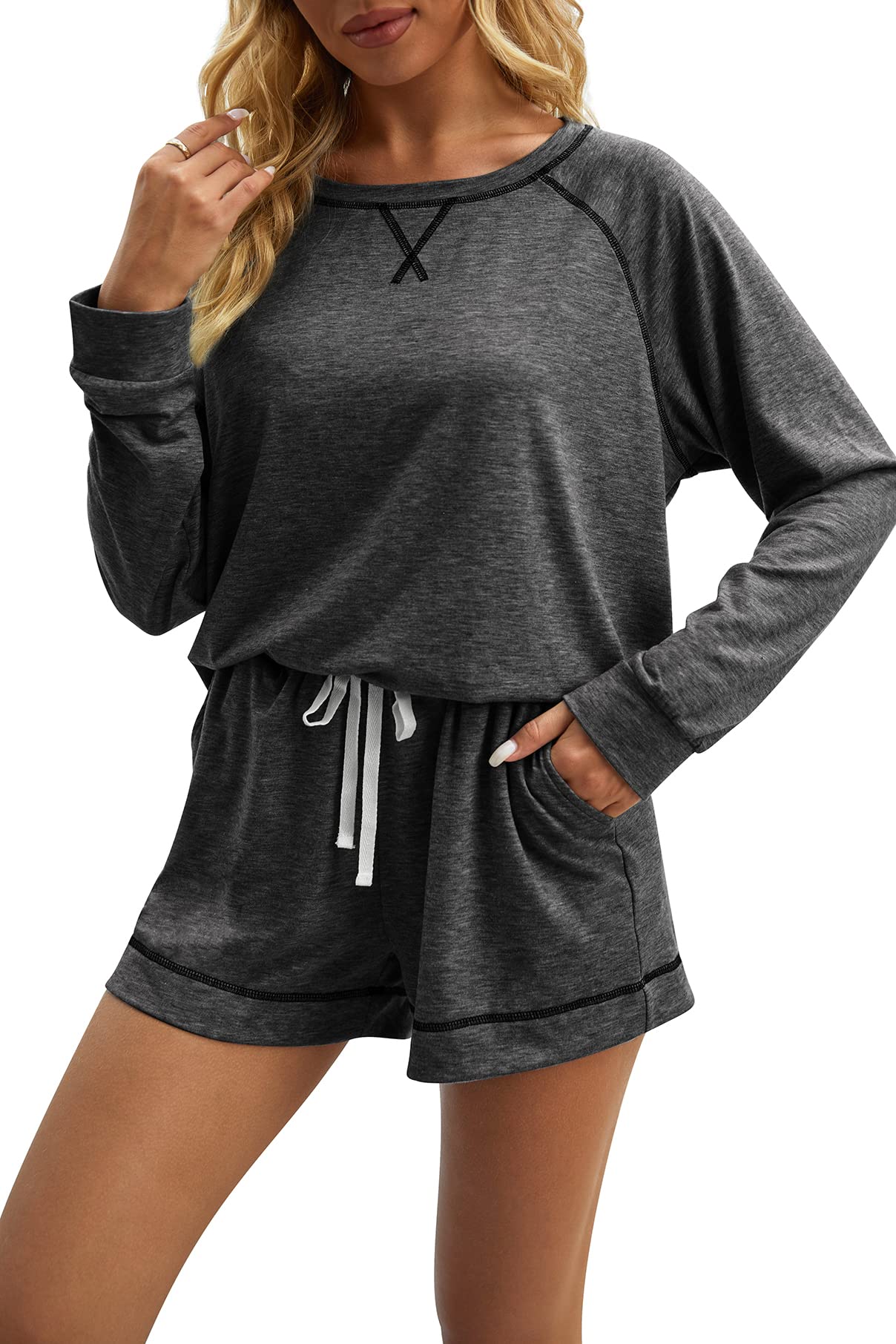 long sleeve shorts pajama set