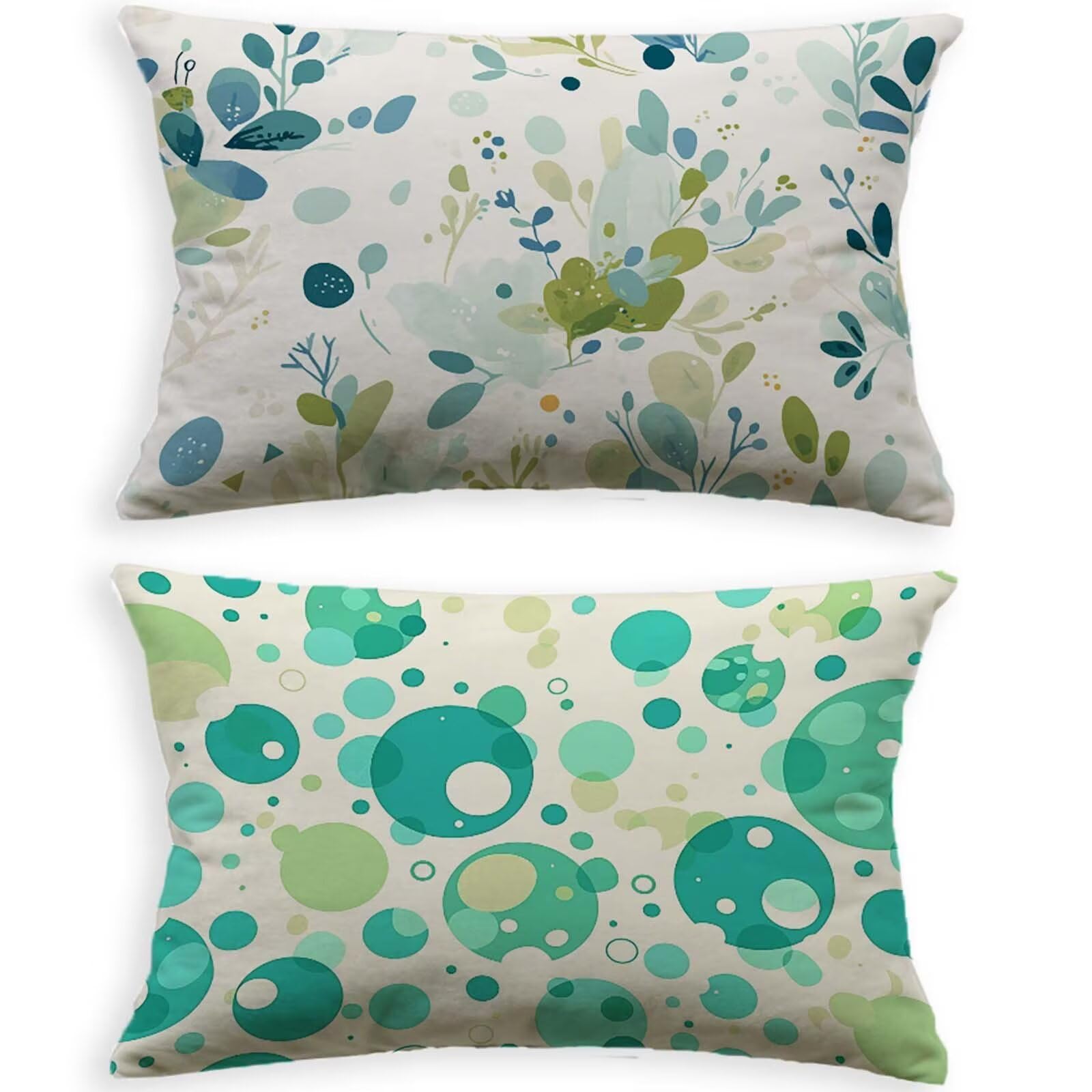 Housses de coussin extérieur blanc 60x80 lin de jardin déperlant résistant UV lot de 2