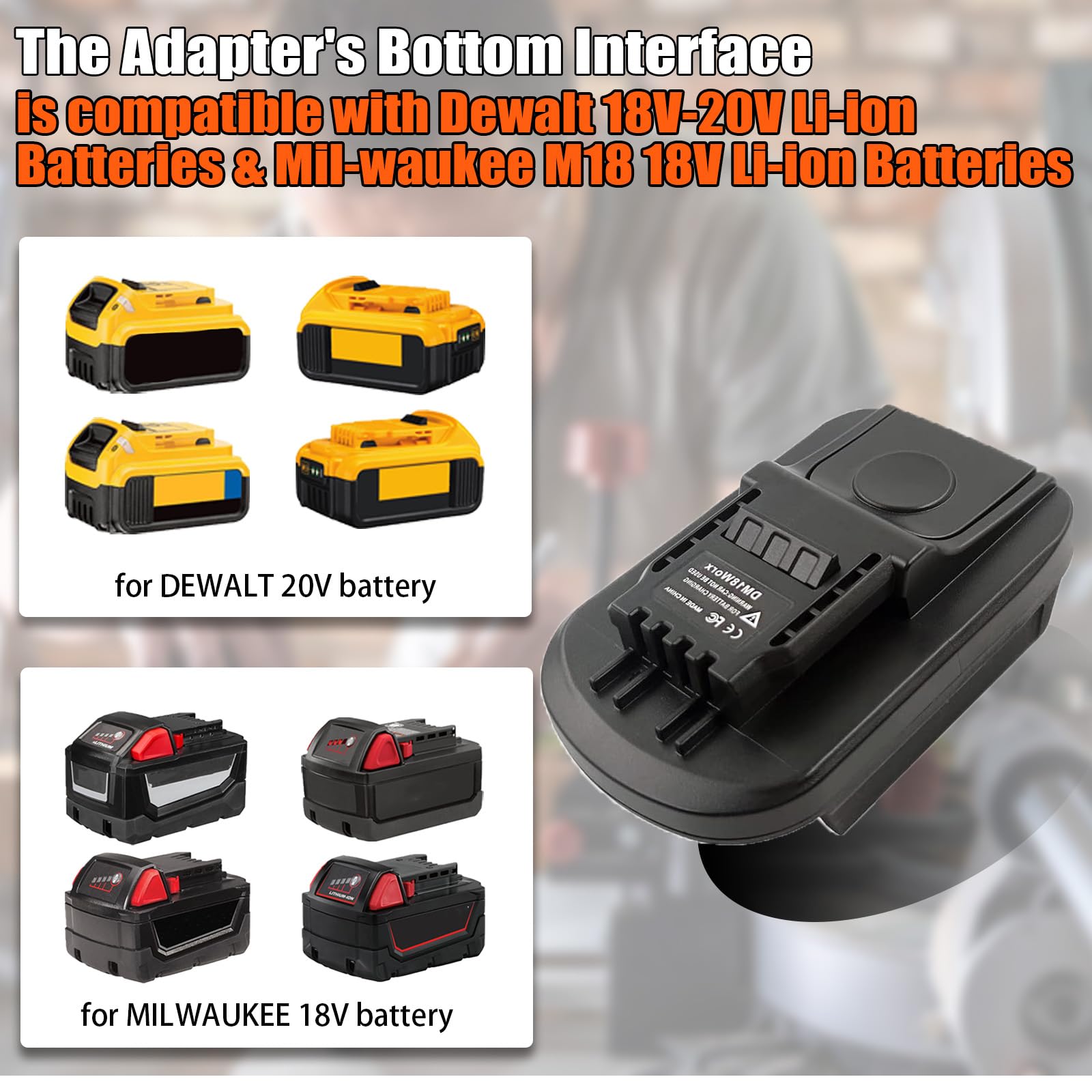 Adaptateur de batterie 20 V pour Dewalt & Milwaukee vers Worx, compatible avec les batteries Dewalt & Milwaukee pour les outils à batterie Worx 20 V