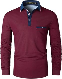 KUNJLELP Polos Hombre Manga Larga con Bolsillo Escote de Color Poloshirt Otoño Camisa Golf Trabajo Camisetas