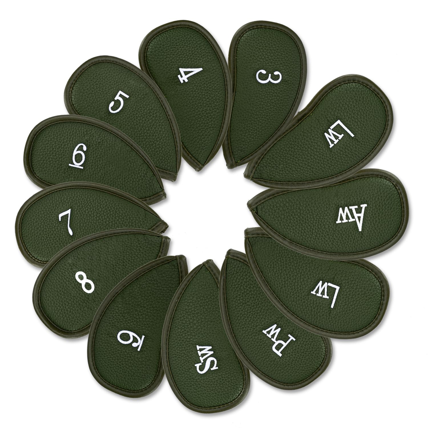 Golf Club Iron Head Covers, 12pcs GolfHeadcover set, Thick Synthetic Leather Golf' Iron Head Covers Set Fit All Brands Titleist, Callaway, Ping