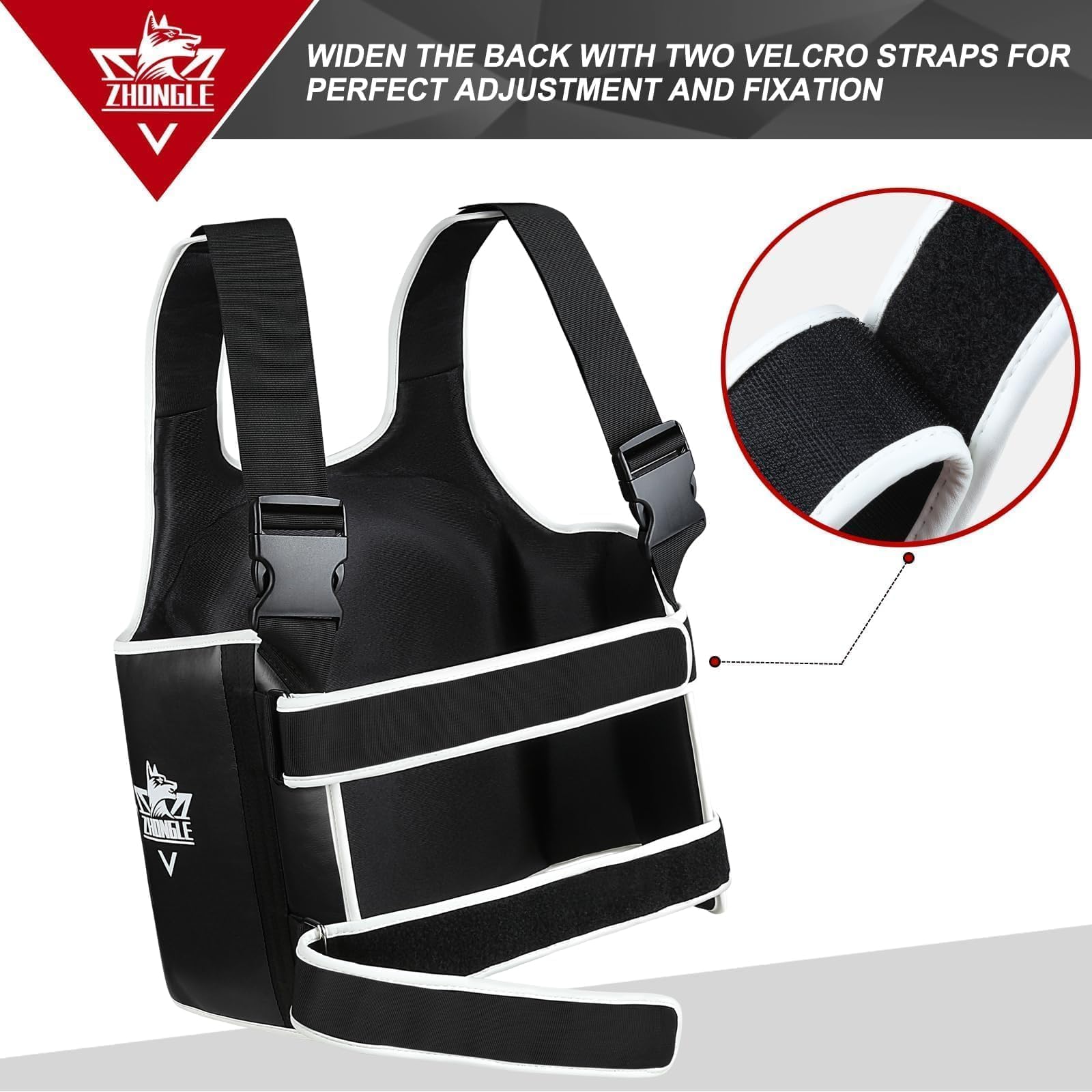 Boxing Chest Protector Adjustable MMA Taekwondo Muay Thai Chest Protector, Boxing Training Heavy Fist, Adjustable Shield, Martial Arts Upper Abdomen Protective Pad, Taekwondo