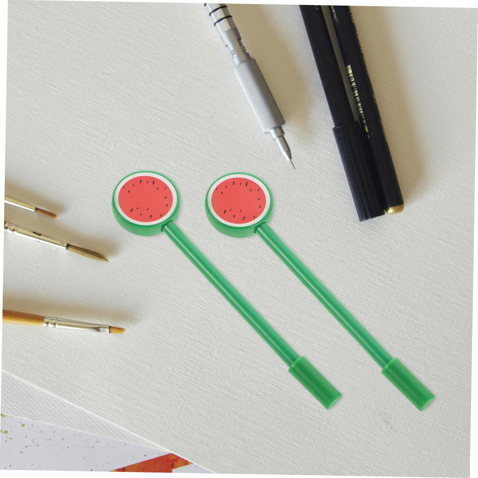 Angoily 40 Pièces Lot de Stylos Gel Décoratifs Forme de Pastèque Stylos Décriture Confortables pour Bureau et Dessin Pratique pour Adolescents et Adultes