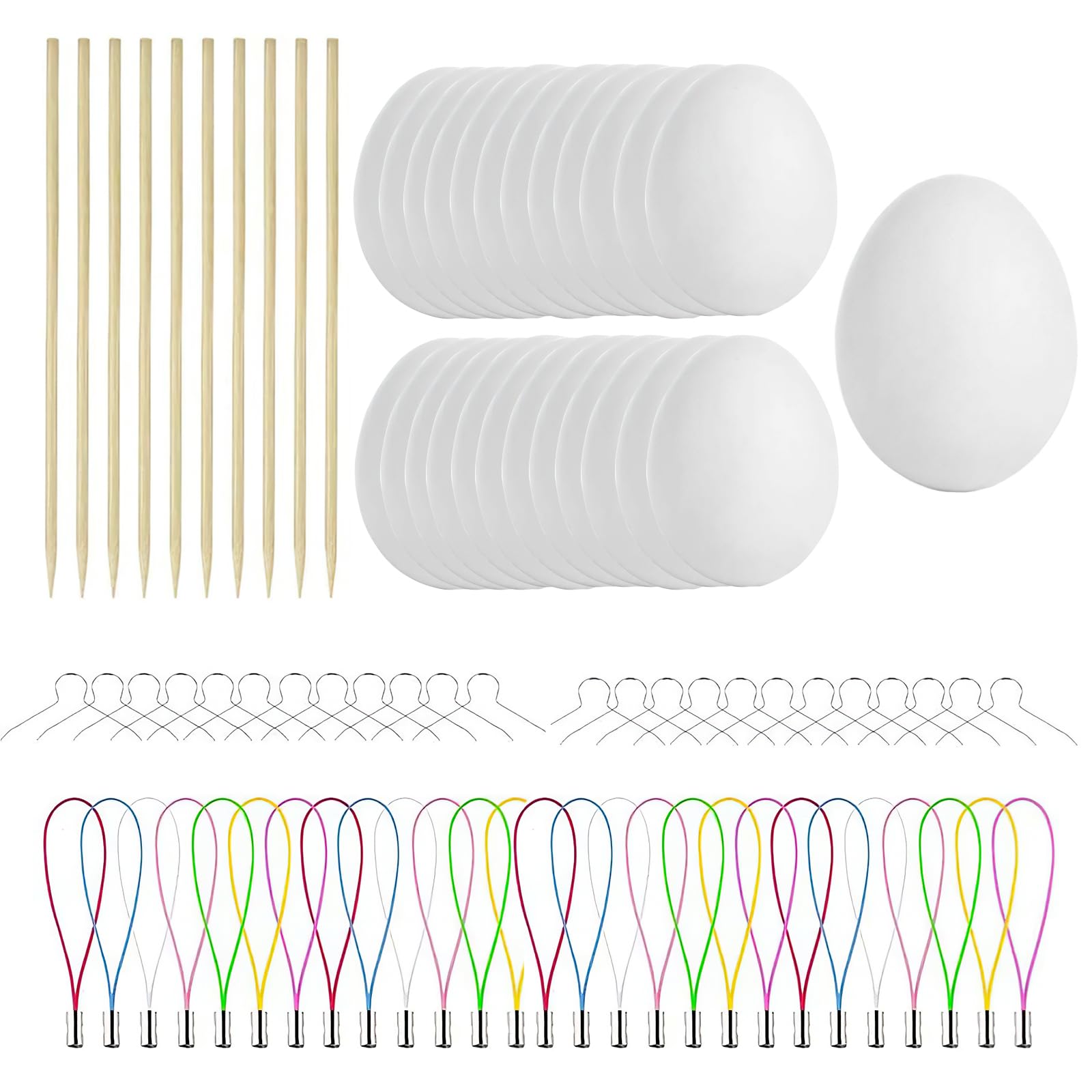 25 Stück Ostereier zum Bemalen, Ostereier zum AufhäNgen, Styroporeier, Eier zum Bemalen, Plastikeier Weiß, Osterei Plastik, Ostern Deko, Osterdekoration, Ostern Basteln Kinder