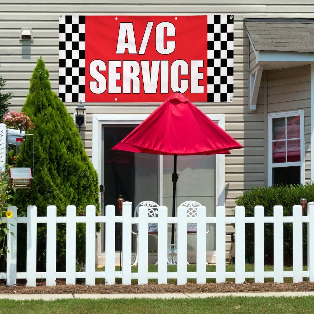 Vinyl Banner Multiple Sizes A C Service Auto Body Shop Car Repair A Automotive Outdoor Weatherproof Industrial Yard Signs Red 4 Grommets 24x36Inches