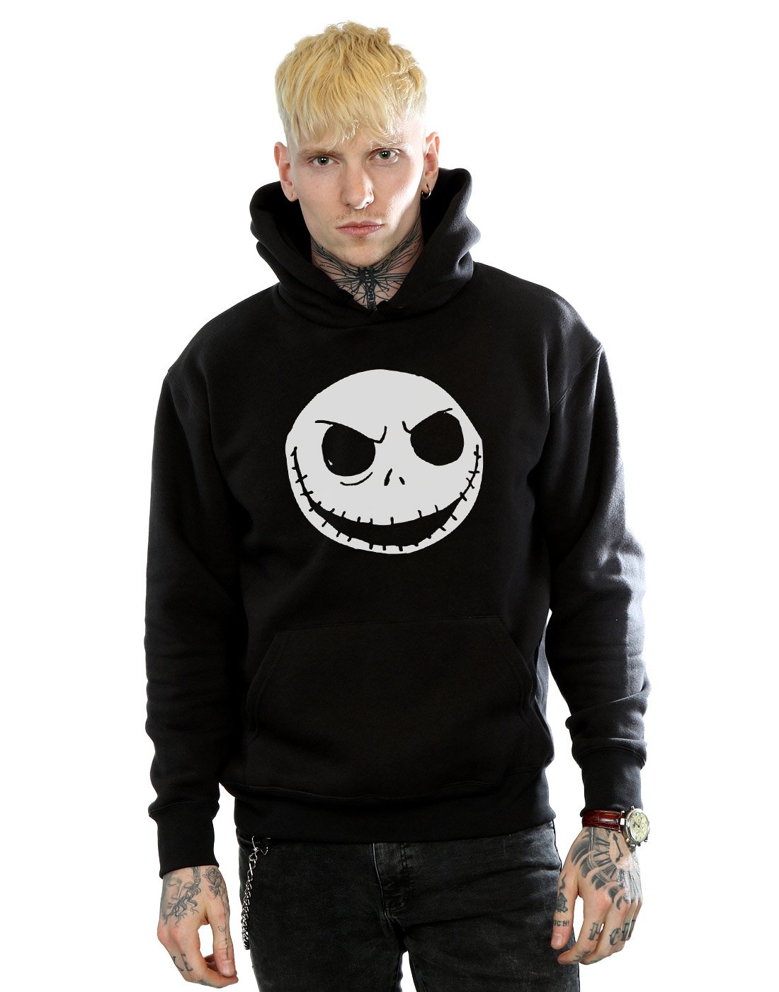 Disney Men's Nightmare Before Christmas Jack Skellington Face Hoodie XXX-Large Black