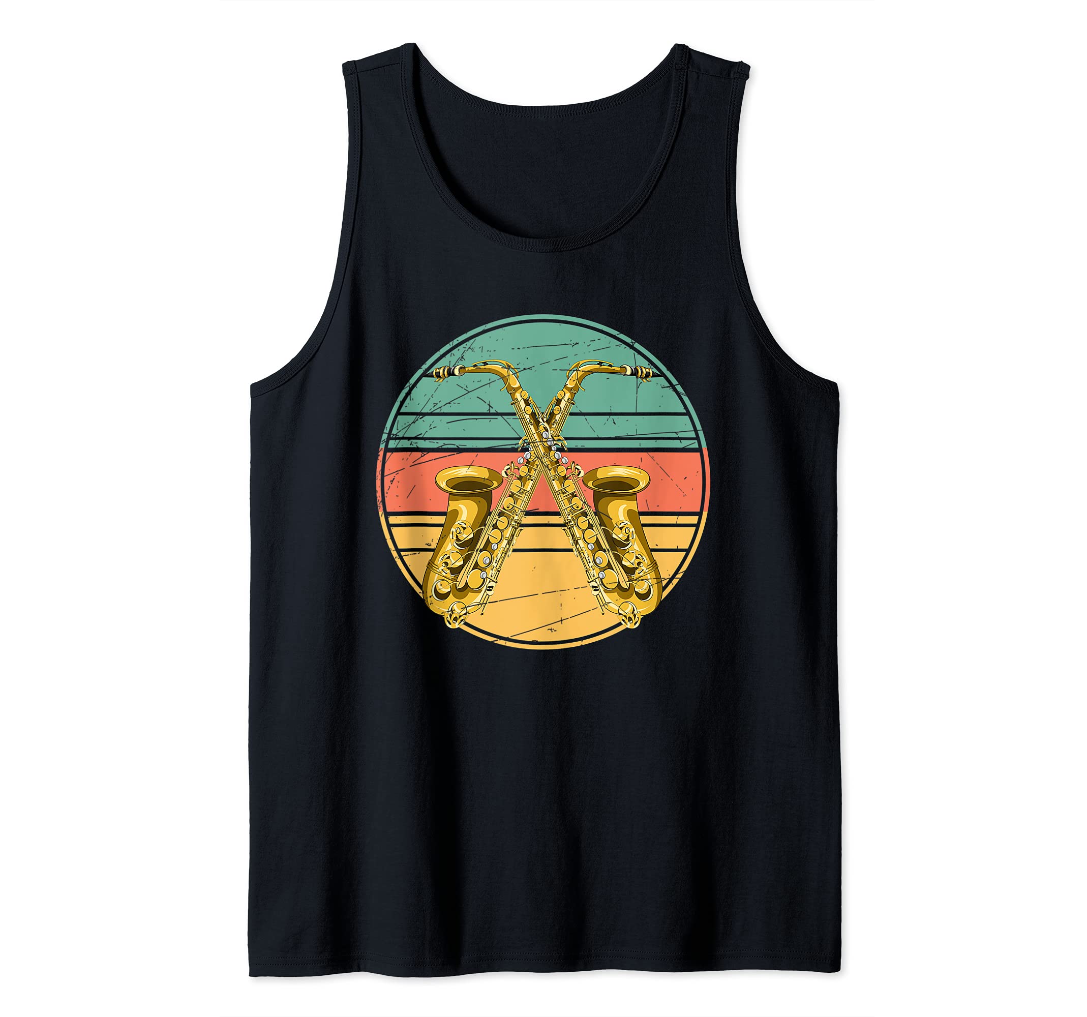Jazz Musician Saxophonist Sax Player Retro Saxophone Tank Top, Black