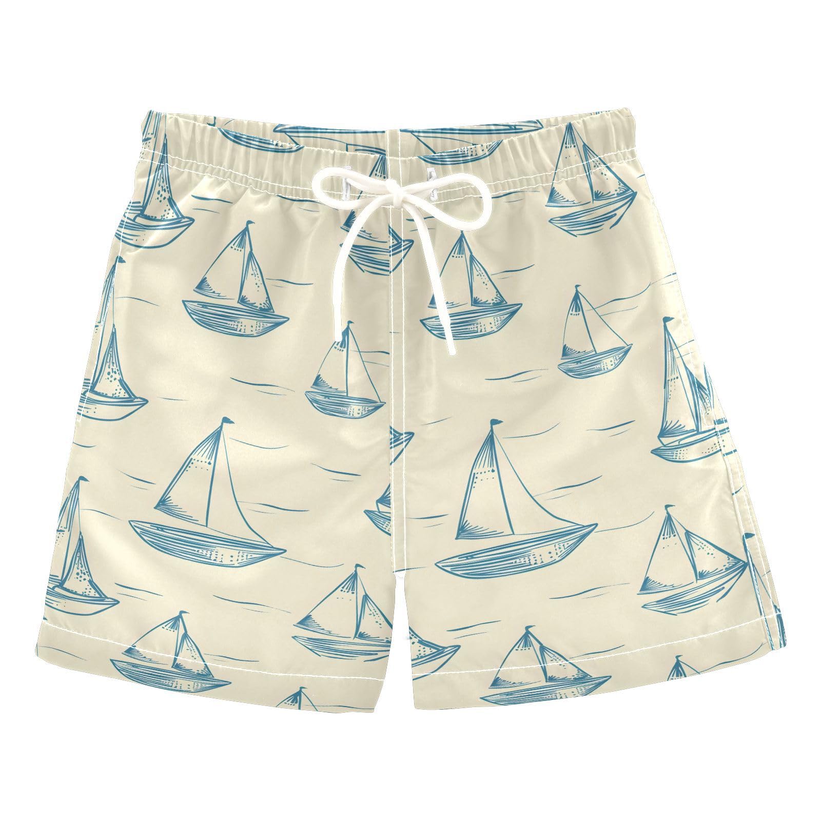 Sailboat and The Art of Lines Boys Swim Trunks Toddler Shorts Swimwear Boardshorts Multicoloured