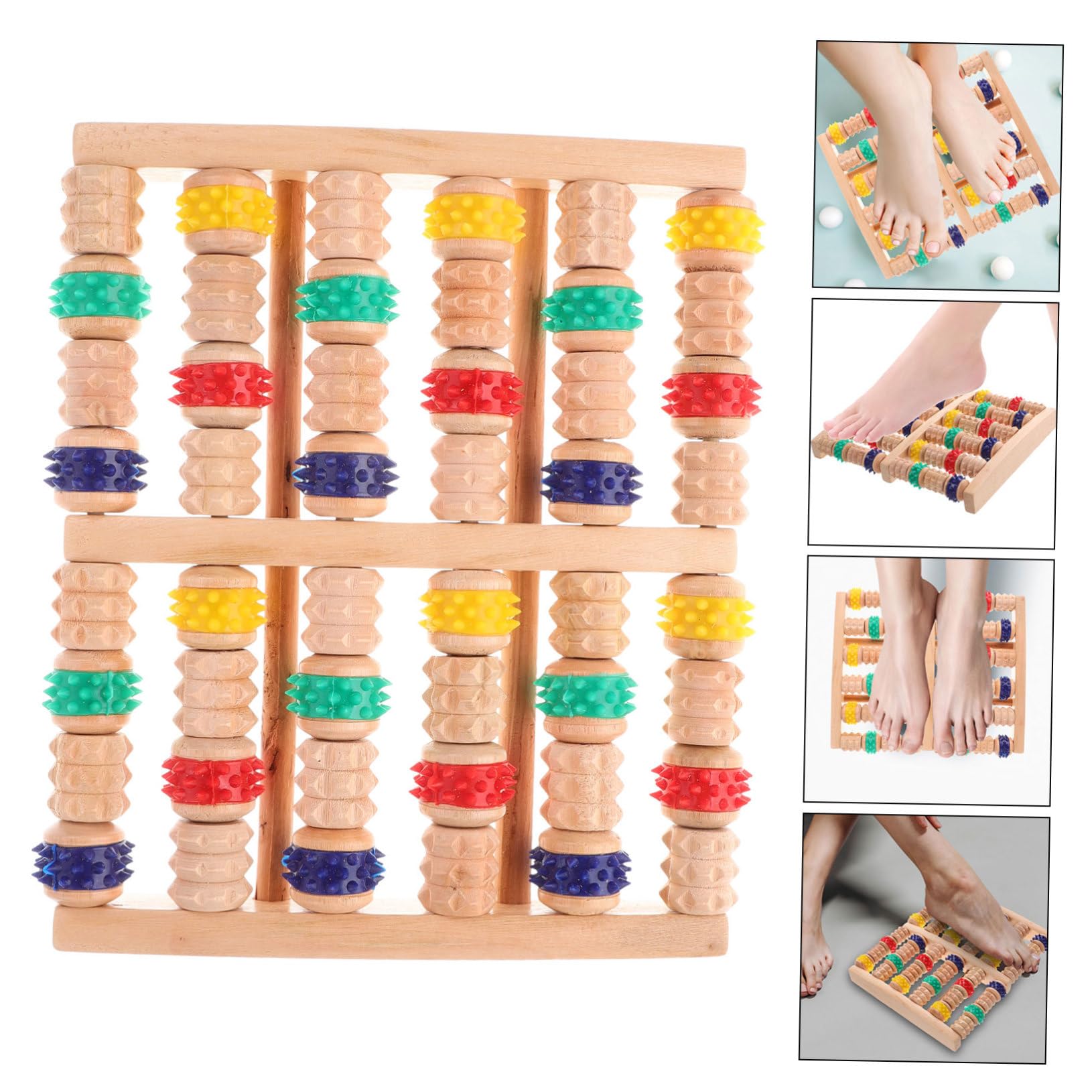 Rodillo de Masaje de Madera para Pies Masajeador Doméstico para Aliviar Muscular y Mejorar Circulación Diseño Ergonómico para Diversas Tallas para Reflexología y Cuidado Podal