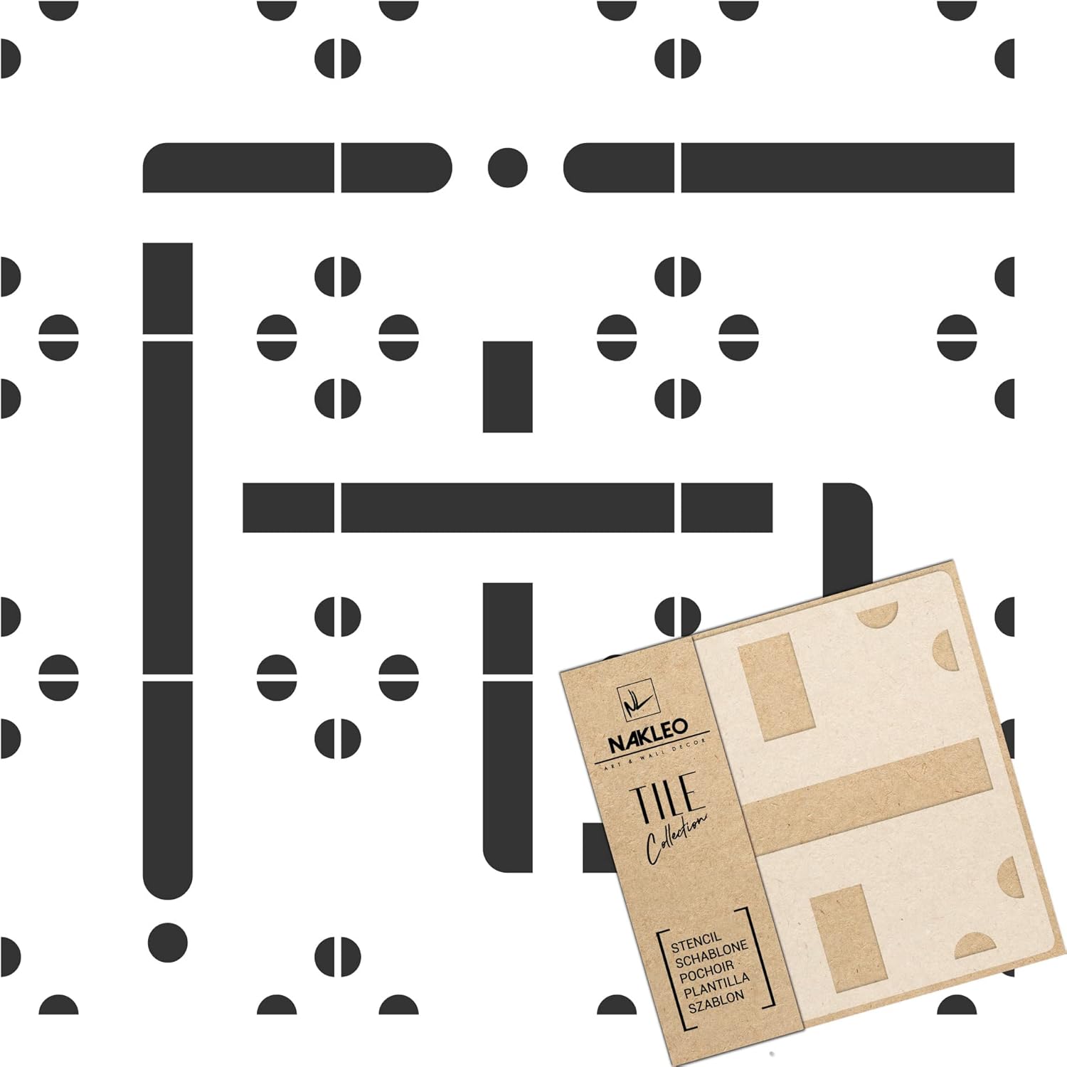 NAKLEO Tile Painting Stencils 6 Pcs Set 7,9”x7,9”, Parades Abstract Geometry Modern, Plastic Reusable Template, Home Decor Craft DIY, Floor Concrete Patio Wall