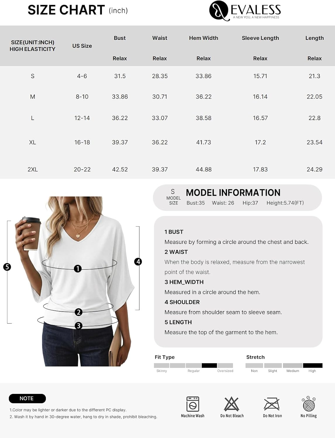 EVALESS Womens Tops Spring Summer Dressy Casual V Neck 3/4 Batwing Sleeve Ruched T-Shirt Business Work Outfits Blouses - Image 7