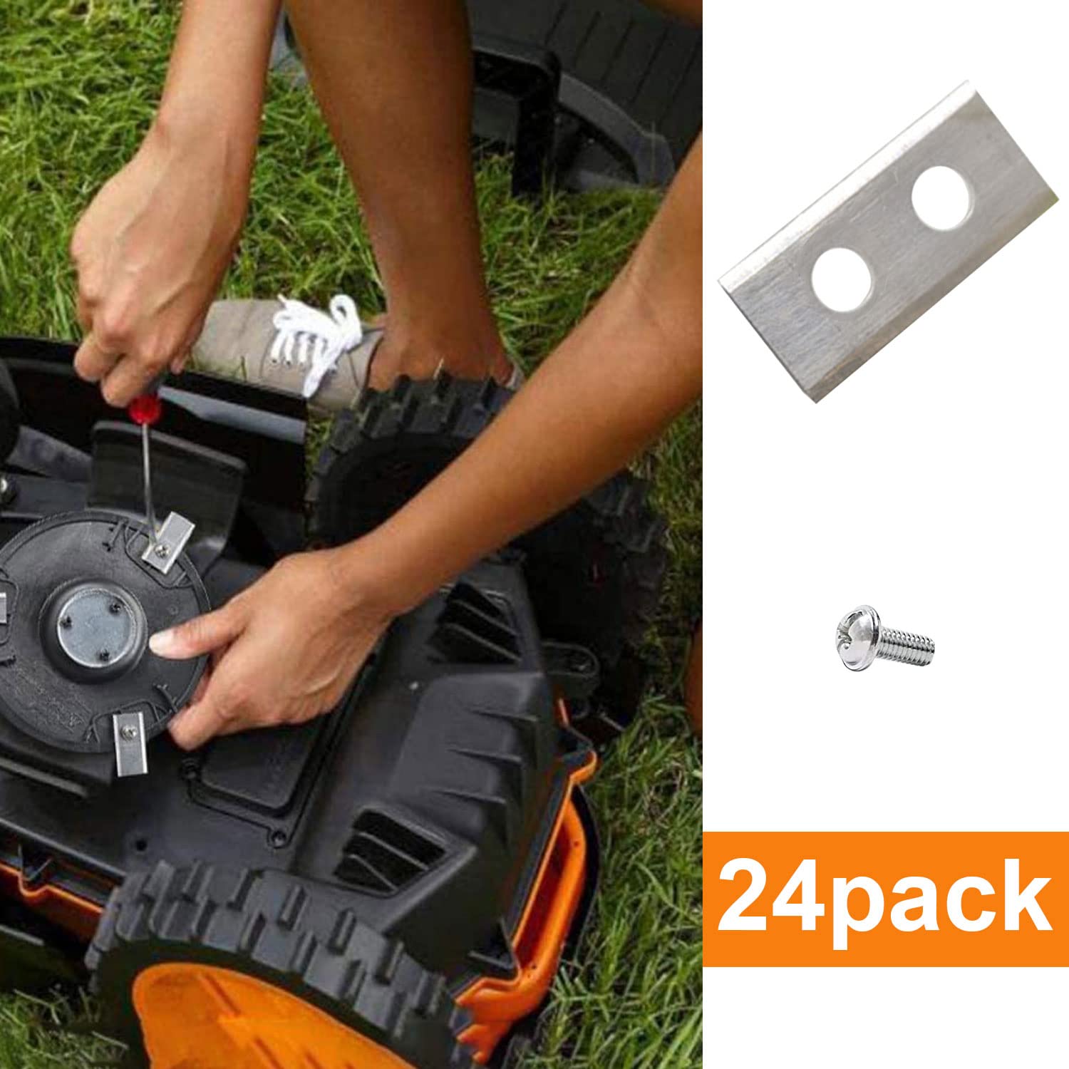 Headley Tools 24Pcs Titanium Replacement Blades Compatible For Mammotion Luba & Yuka All Series,Robust Replacement Robotic Lawnmower Blades,with Plastic Washers And Screwdrivers