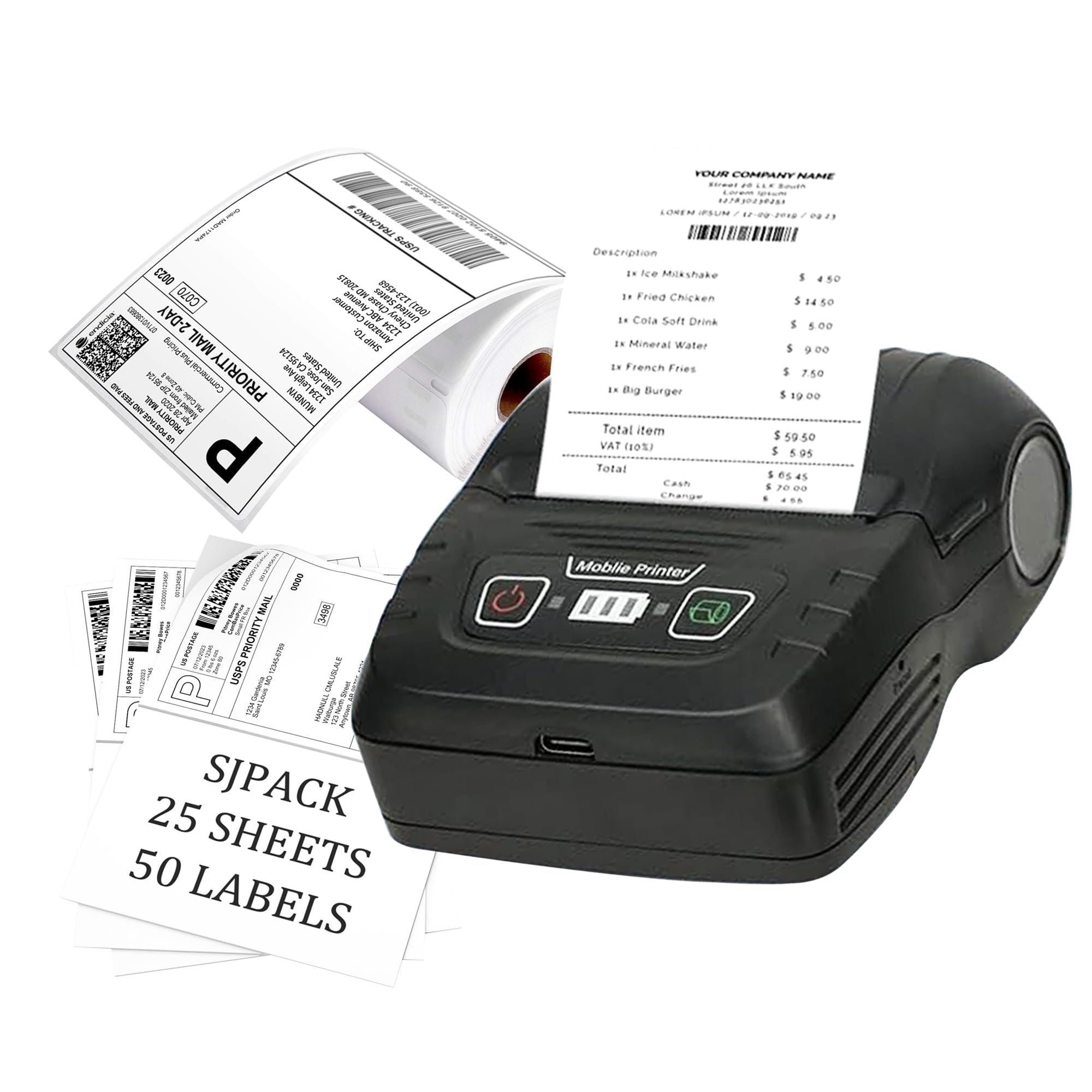 F2C Thermal Printer 2 inch Bluetooth, Mobile Receipt Printer + Label Printer (2 in 1) with 2600mAh Rechargeable Battery - Compatible with iOS, Android, Windows System (B0DGQ4G9V7) Amazon Price History, Amazon Price Tracker
