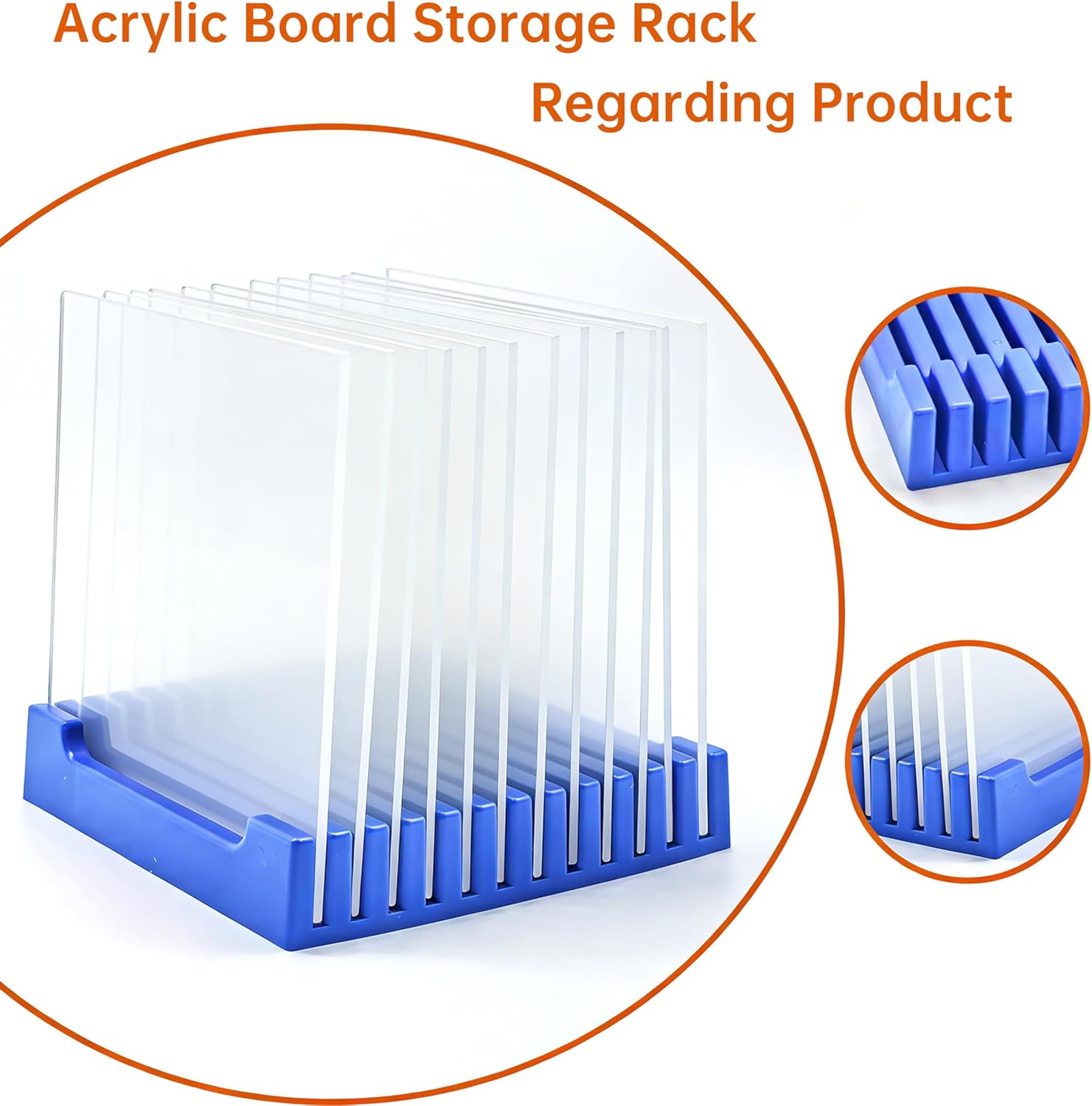 Wood Sheet Storage Rack, Glass Panel Organizer for Craft Wood (4, bule)