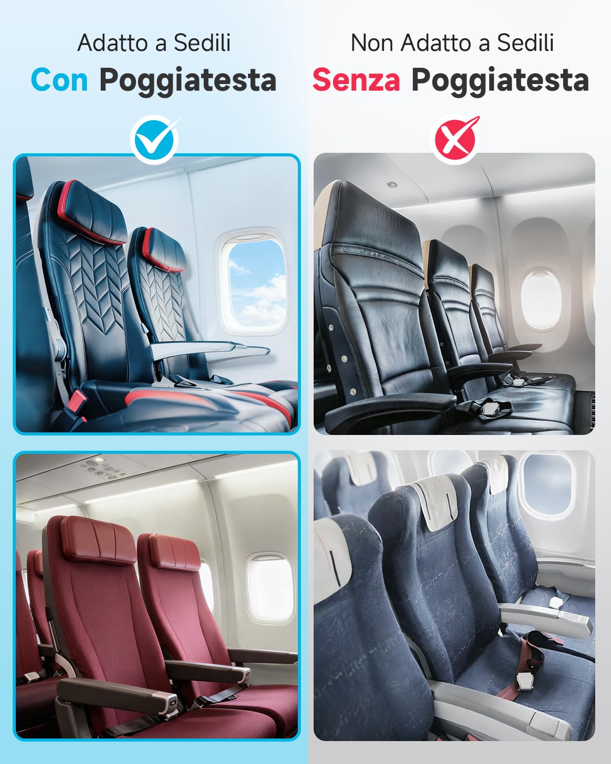 Umisleep Cuscino da Viaggio Memory Foam, Cuscino Cervicale per Aereo con Supporto 360°, con Maschera Occhi 3D, Cuscino da viaggio anticaduta testa per aereo, Ideale per Voli Lunghi, Grigio