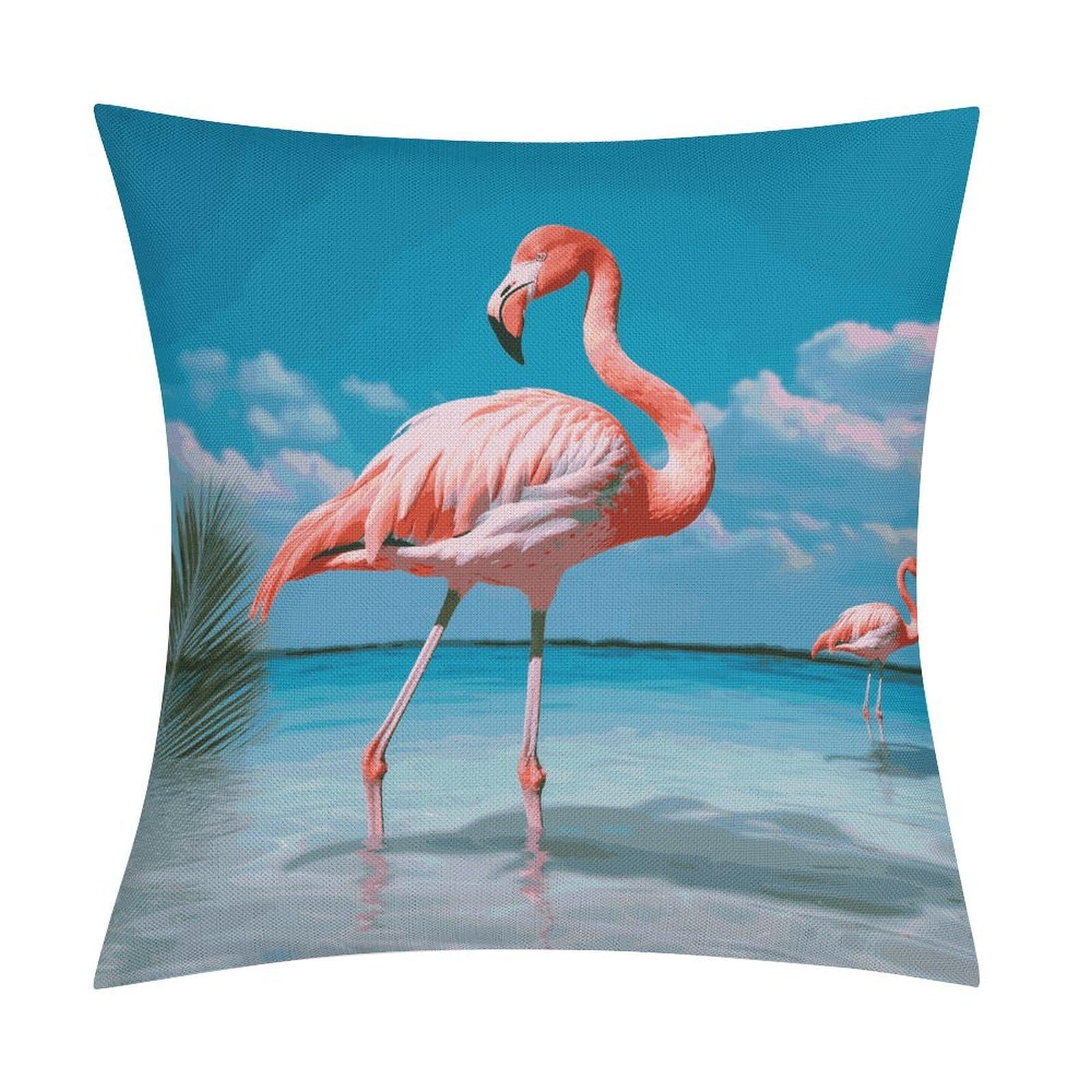 Fodpand Style Flamingo In Water Pillow Covers 18X18 Inch, Pillow Cases Boho Farmhouse, Throw Pillow Covers For Couch Sofa Bed Spring Home Decor