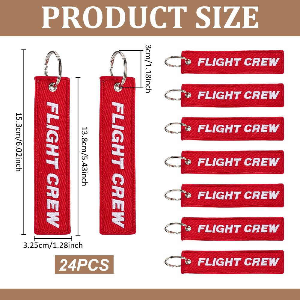 MAYJOYDIY 24 Stück FLIGHT CREW Schlüsselanhänger Flugzeug Luftfahrt Schlüsselanhänger Bestickte Flugzeug Gepäckanhänger Rot Modische Schlüsselring Für Luftfahrtbegeisterte Piloten Kabinenpersonal