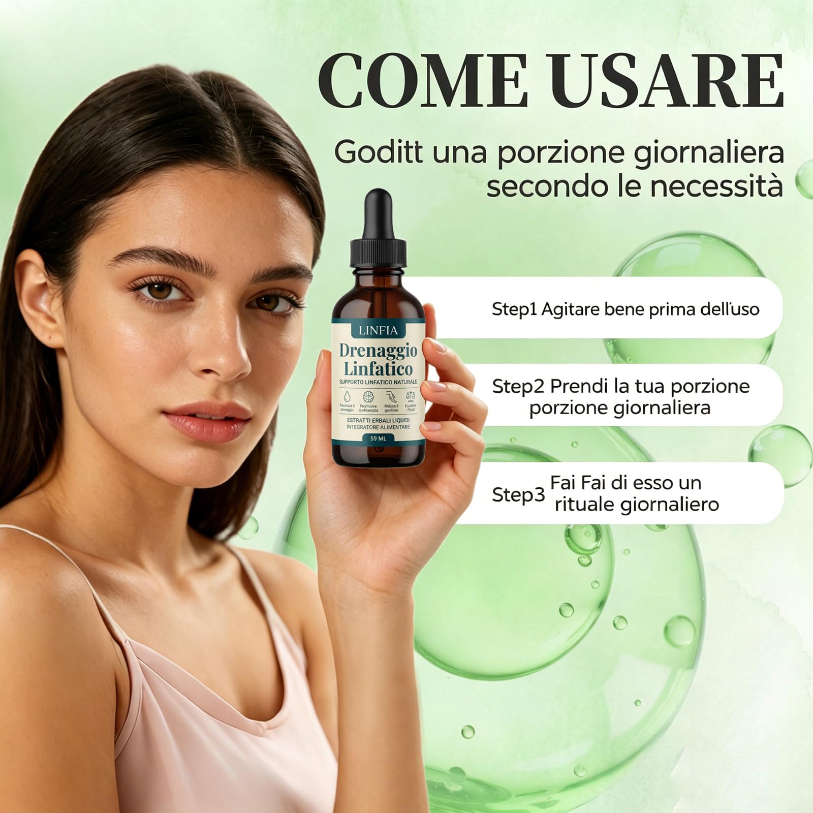 DITU Iinfia Drenaggio Iinfatico Gocce, Formula Erboristica Naturale, Adatte per Donne e Uomini 59ML (1 bottiglia)