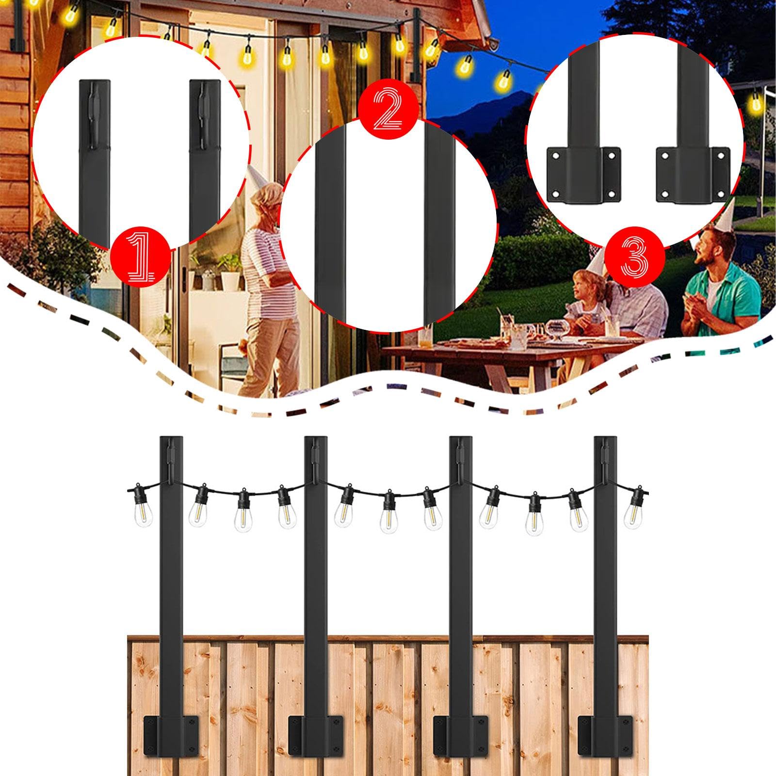Lot de 4 Poteaux Lumineux en Fer pour Extérieure, Terrasse Ou Mariage.