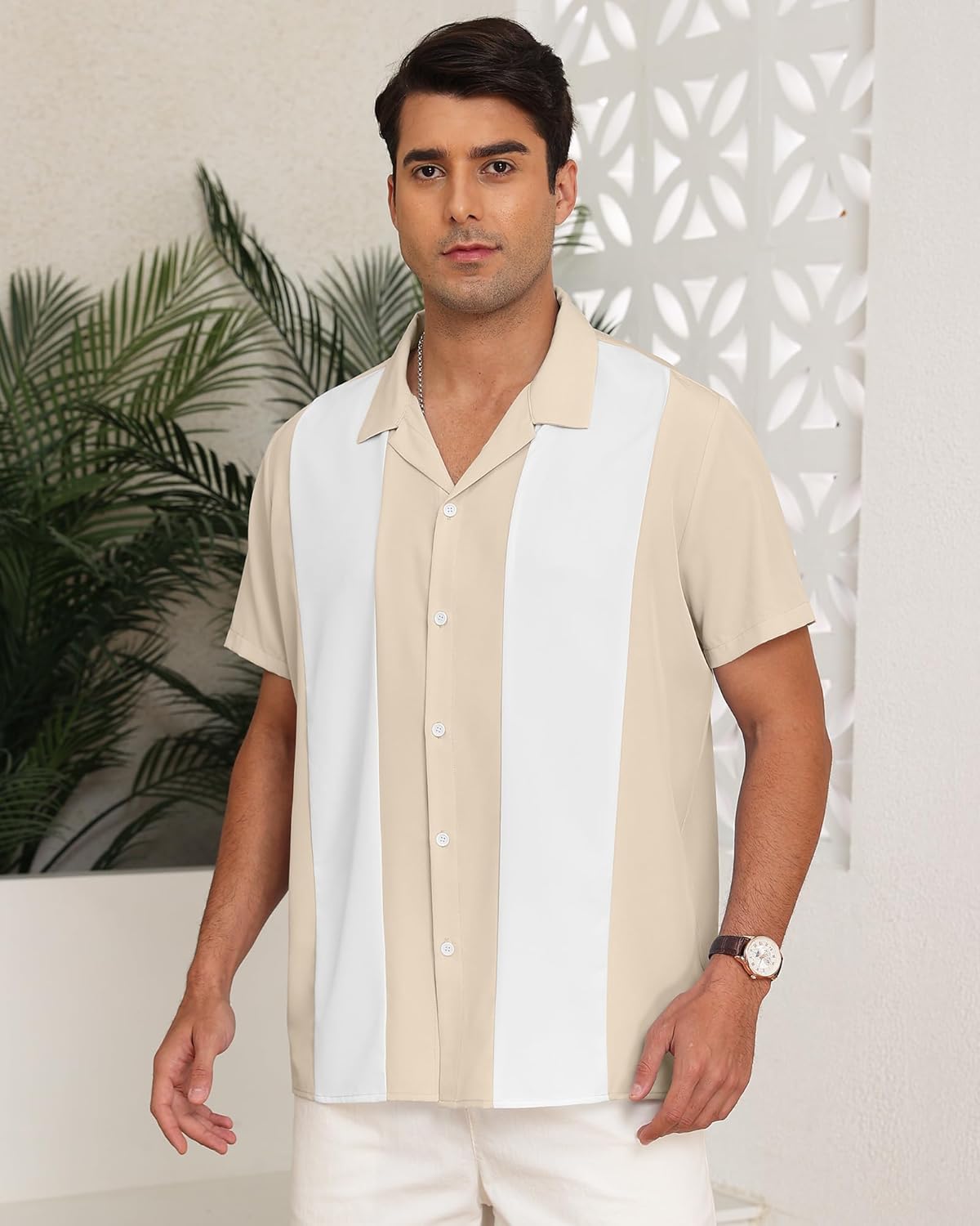 YTD Men's Vintage Bowling Shirt Short Sleeve Button Down Summer Cuba Beach Shirts - Image 2