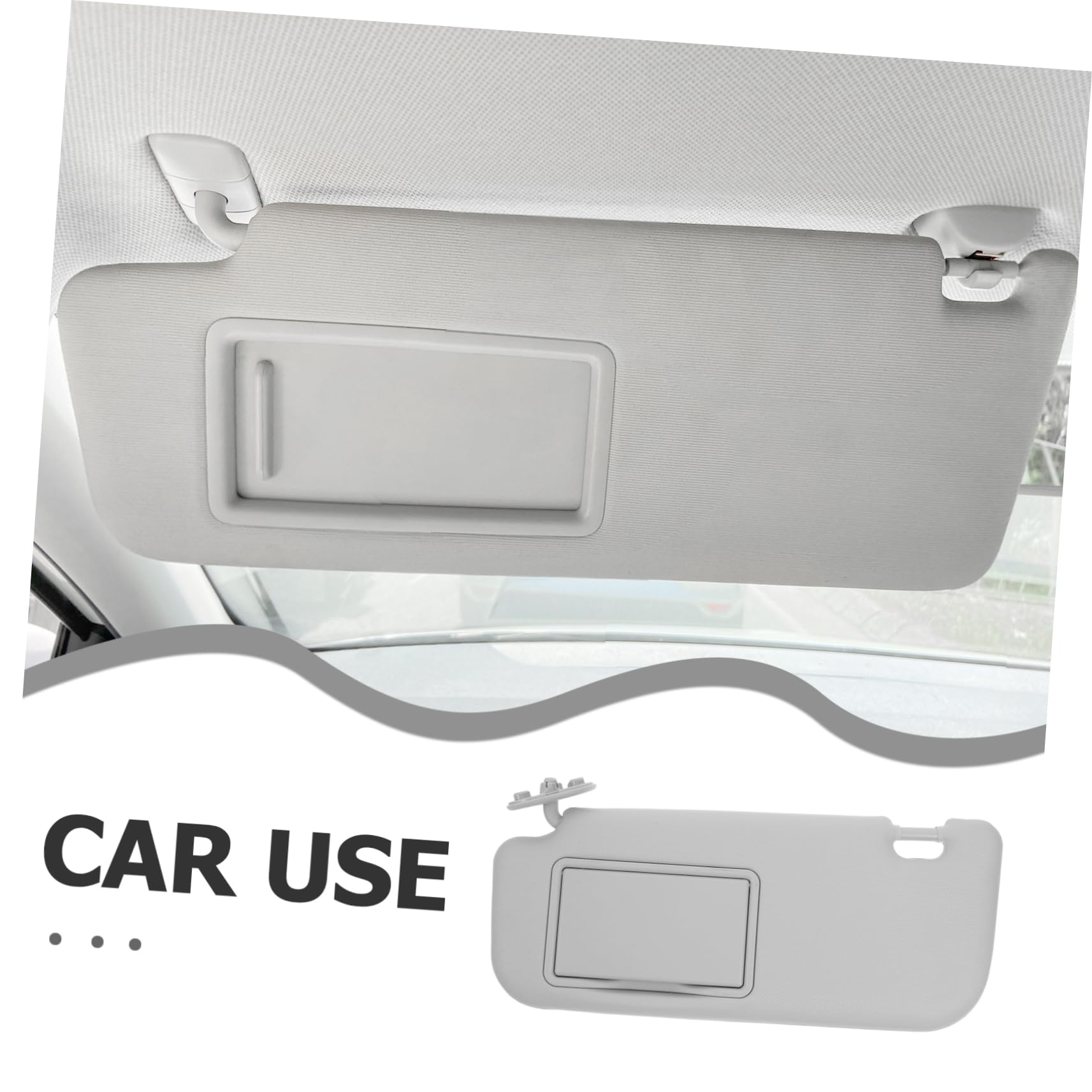 Zerodeko Parasole Auto Lato Sinistro Con Specchio Compatto in Pvc E Abs Per Visiera Parasole Lato Guida Antiabbagliamento E Sostituzione Facile Grigio
