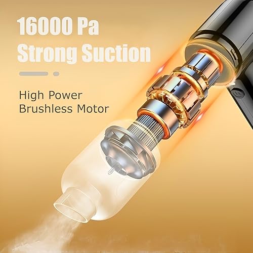 Miniatura 9 de Mini aspiradora inalámbrica para automóvil, aspiradora de mano inalámbrica para automóvil, succión de alta potencia de 9 KPa, aspiradora pequeña