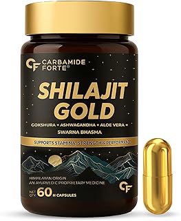 Carbamide Forte Shilajit Gold Capsules For Men With Pure Shilajit Swarna Bhasma,Gokshura,Ashwagandha | Himalayan Shilajiit...