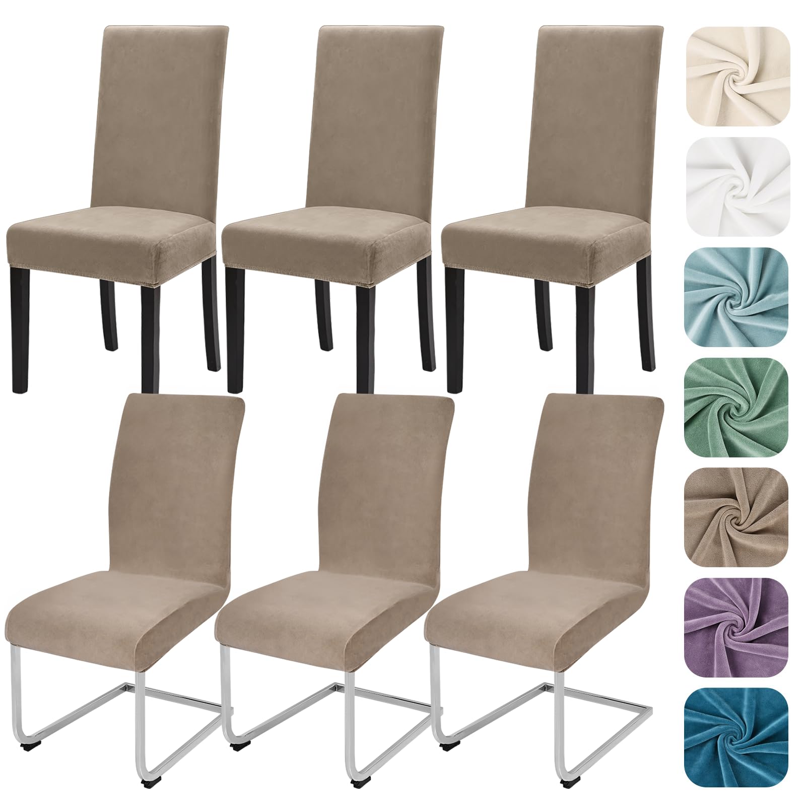 Alishomtll Lot de 6 housses de chaise stretch en velours - Housse de chaise en velours/velours - Housse de chaise pour fauteuil inclinable - Husses élastiques - Protection lavable pour chaises