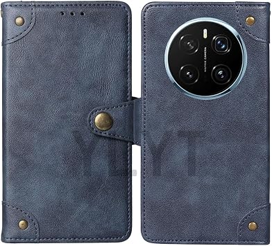 Blue Cover, Synthetic Leather, Protective TPU Silicone Cover, Leather Case, Card Storage, Buckle, Wallet Case, Notebook Type, Compatible with Honor Magic 7 Pro 6.8 inch