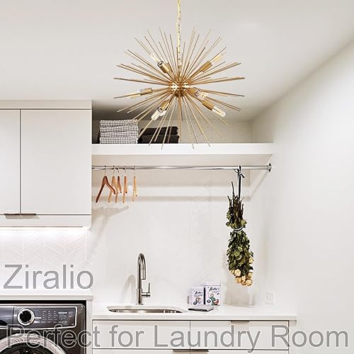 Miniatura 6 de Lámpara de araña Sputnik moderna de 9 luces con estrella dorada Lámpara de araña de lujo de metal sólido dorado Lámparas de araña Sputnik para