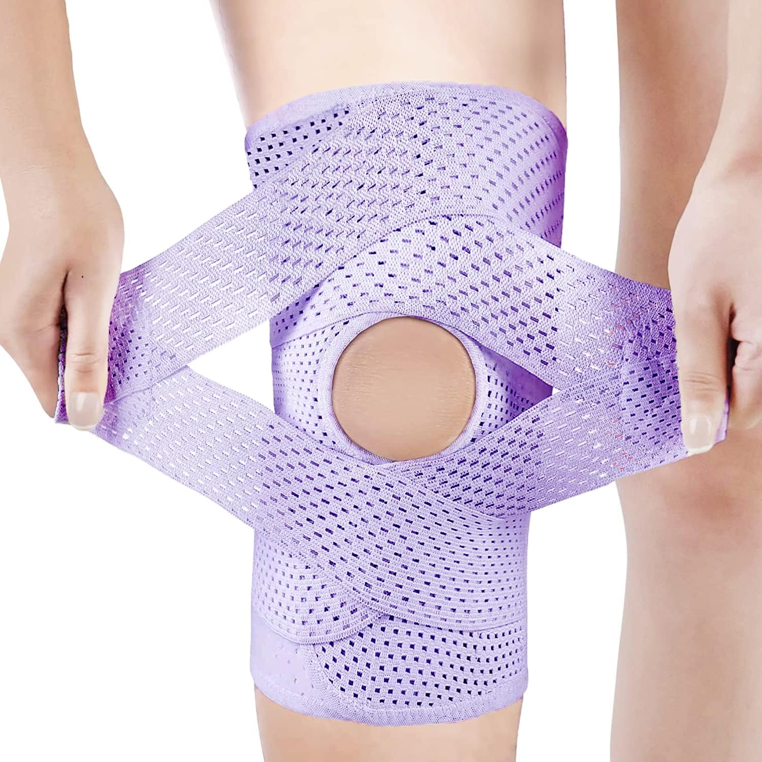 NELLHOMY Professionelle Kniebandage, mit Patella Gel Pads & Feder Seitenstabilisatoren verstellbare Kniebandage für Meniskus Riss Knieschmerzen Komprimierte Kniebandage