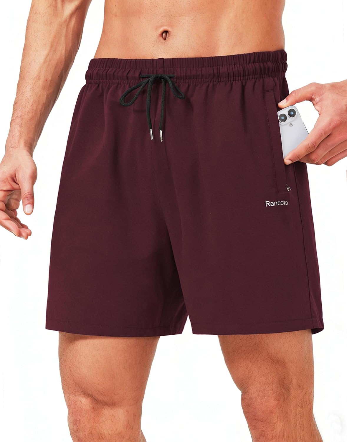 Mens Athletic Gym Shorts 5''/ 7'' Cotton Shorts with Zipper Pockets for Workout Casual Summer
