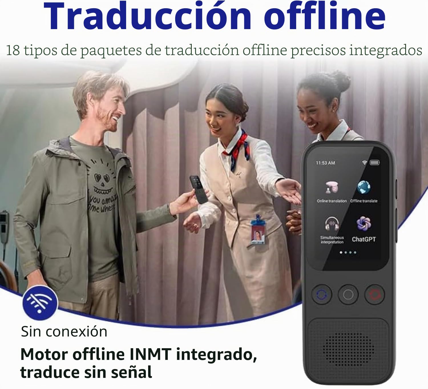 Arizona, Nuevo 2024, Traductor de Idiomas por Voz Instantáneo, Traductor Simultáneo, No Necesita Wi-Fi, Traducción Bidireccional Sin conexión en 14 Idiomas (español Offline) 138 en línea.