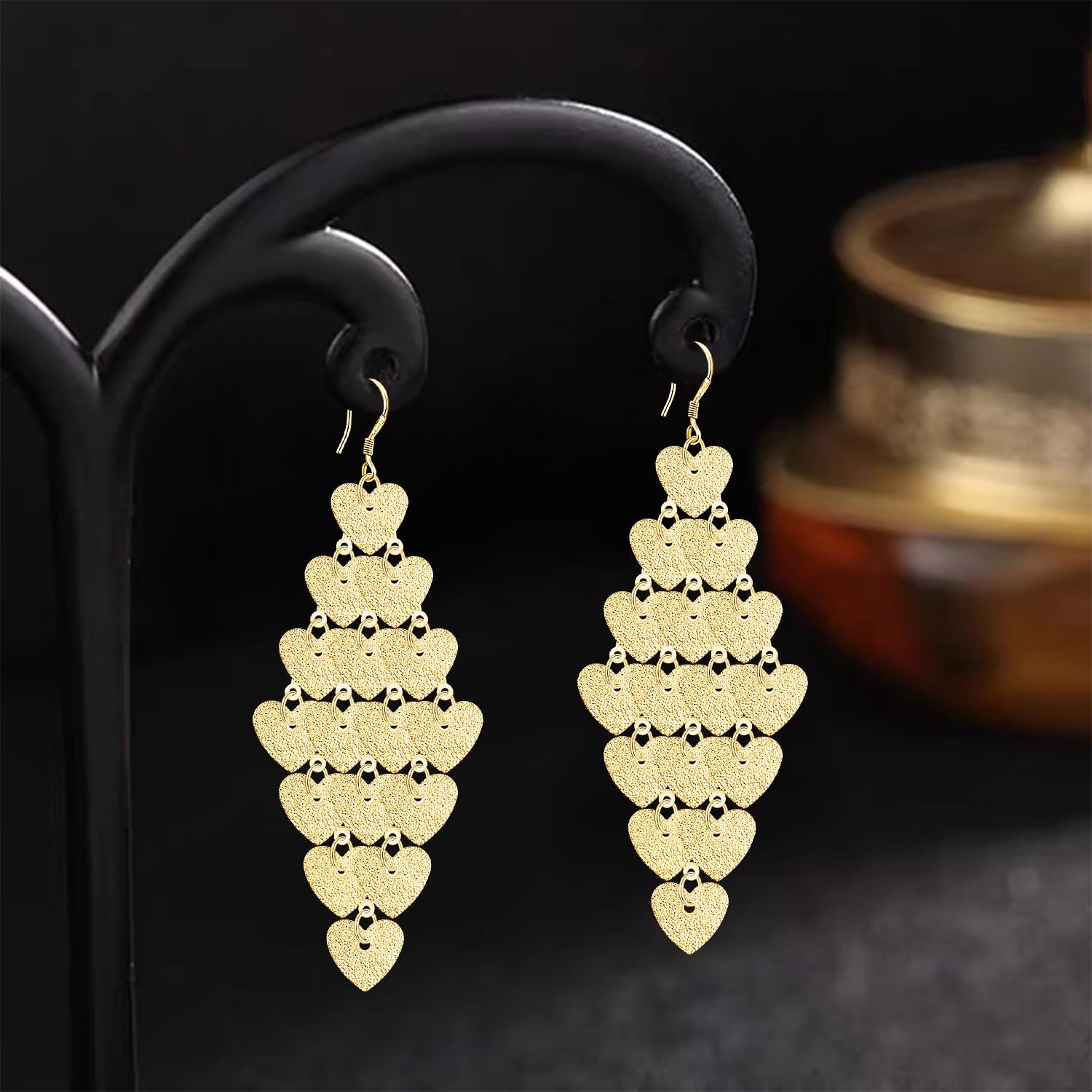 Lightweight Love Heart Dangle Drop Earrings Alloy Tassel Chandelier Heart Hook Earring For Women Wedding - Image 6