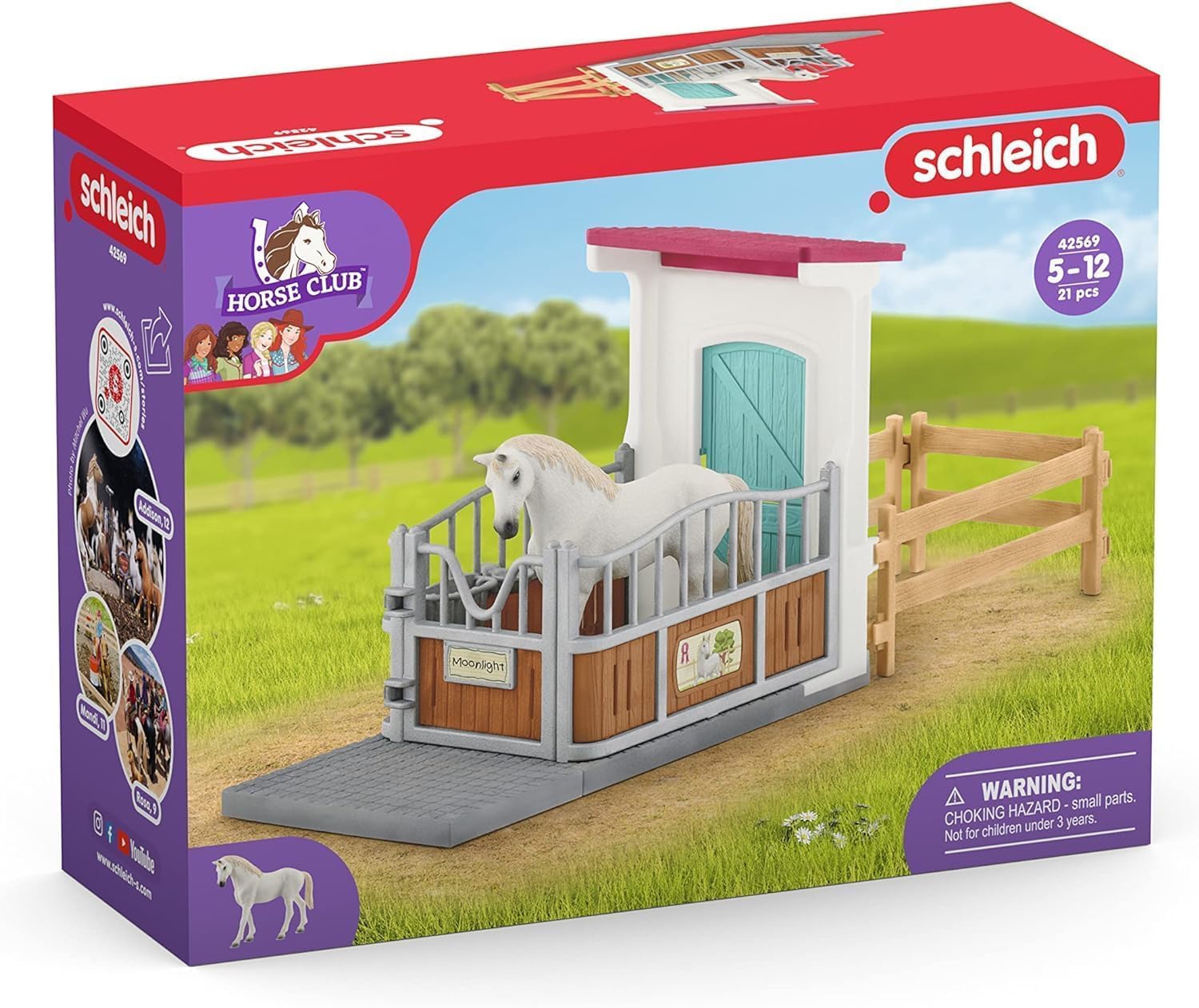 SCHLEICH Horse Club | Pferdebox 42569 mit Pferde Figur und Zubehör | Spielset für Pferdepflege, Rollenspiel & Sammlung | Geschenk für Mädchen und Jungen ab 5 Jahren | Set aus 21 Teilen